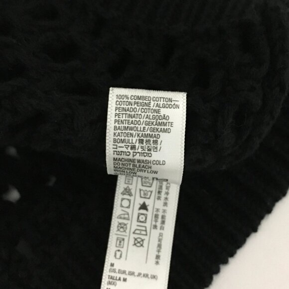 American Apparel Open Weave Knit Crop Tennis Shirt Sweater Top Black - M - Picture 7 of 7